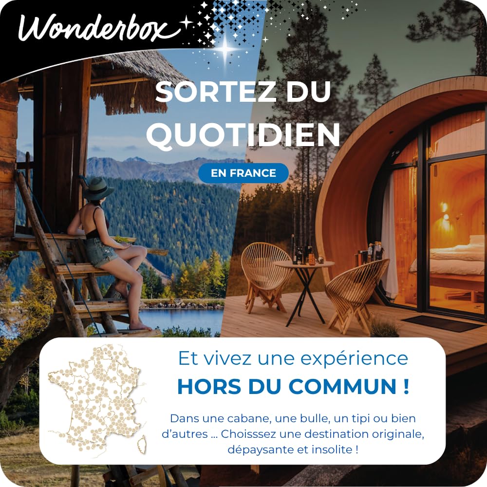 Wonderbox - Insolite - 3 Jours De Rêve - Coffret Cadeau - Idée Cadeau Séjours | 2 nuits avec petits déjeuners - Plus de 100 séjours - Bulle, dôme, hutte, cabane, tiny house, bus à l'impériale, roulotte