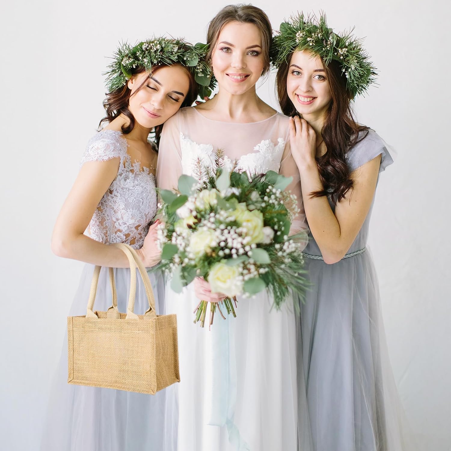 Segarty Burlap Tote Bags with Handles, 12 Pack Small Natural Jute Reusable Gift Favors Blank Bag Bulk for Bridesmaid Wedding, Women Market Grocery Shopping, Bachelorette Party, Beach Trip, DIY - Image 2