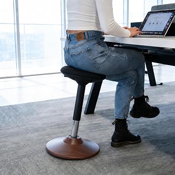 Wobble Stool for Standing Desk,19.7-27.5 Height Adjustable Ergonomic Active Stool with Widened Thick Cushion & Non-Slip Base,440lbs Capacity,Ideal for Home Office,Daily Work(Walnut)