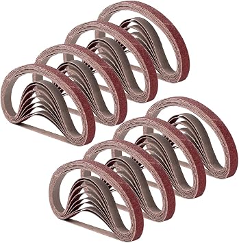 1/2 Inch x 18 Inch Sanding Belts, 8 Each of 60/80/120/180/240 Grits, Belt Sander Tool for Woodworking, Metal Polishing, 40 Pack Aluminum Oxide Sanding Belt