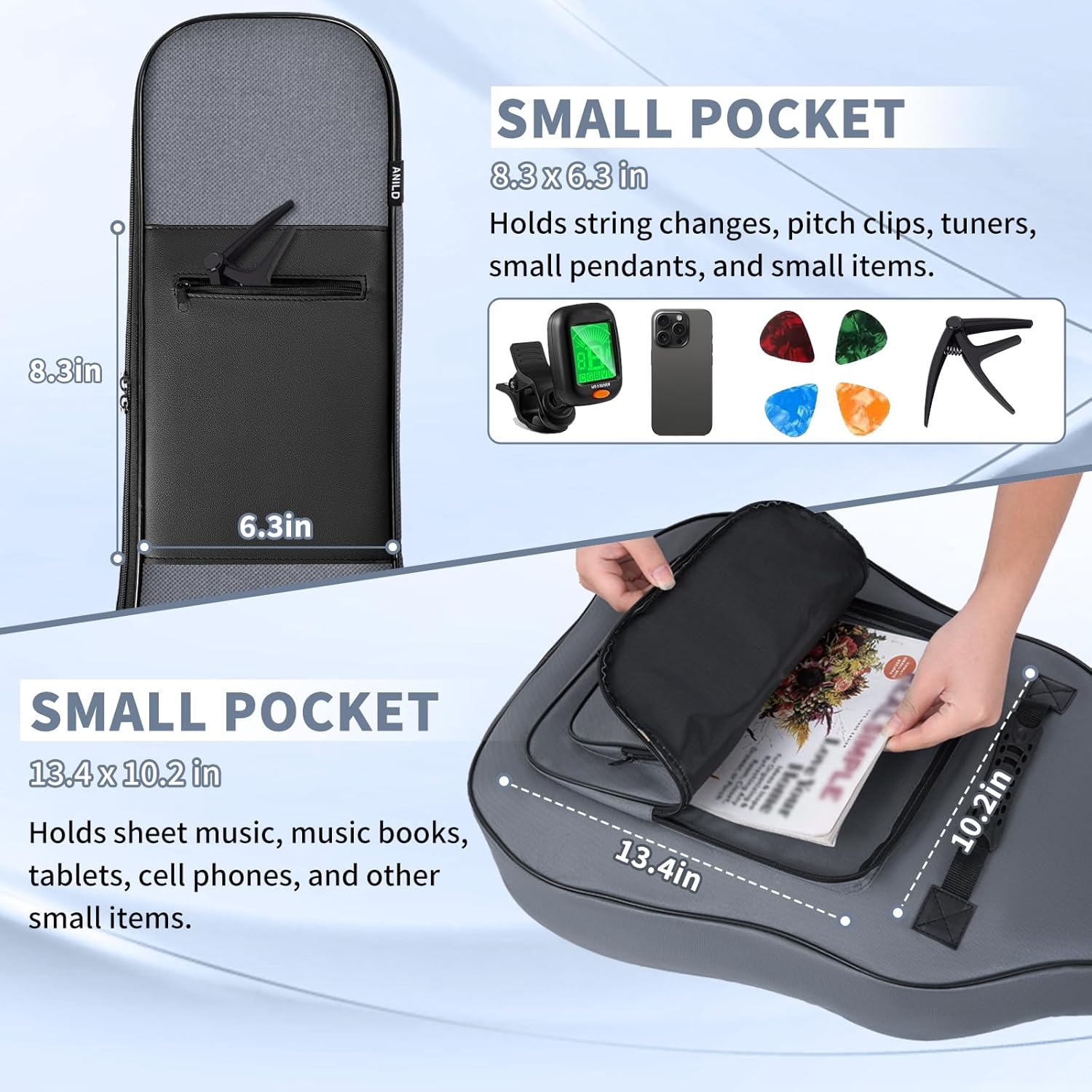 ANILD Electric Guitar Bag Electric Guitar Case Gig Backpack with Thick Padding Dual Adjustable Shoulder Strap Back Hanger Loop Anti-theft Pocket
