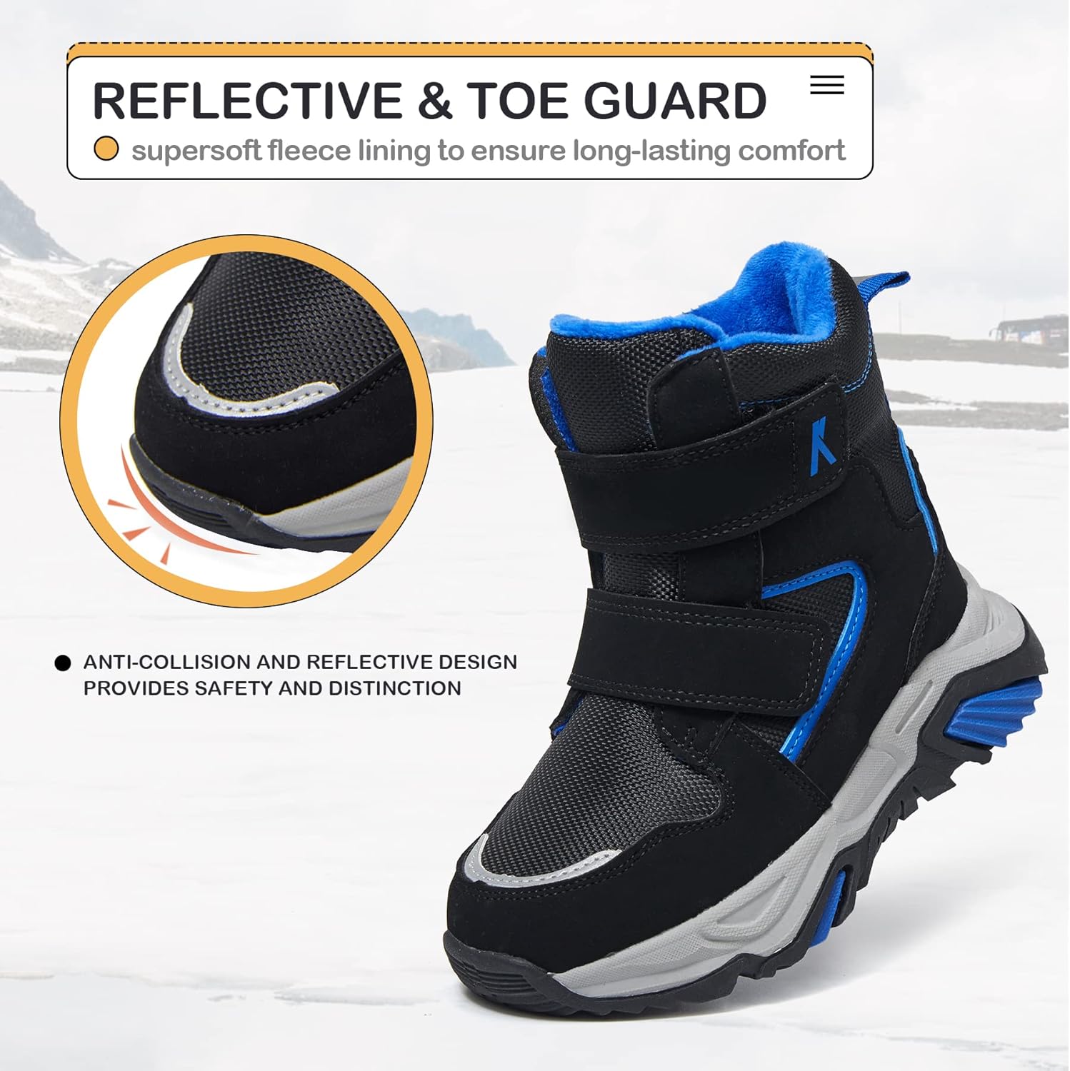  | K KomForme Kids Snow Boots Boys Girls Ankle Winter shoes, Warm Fur Lined Unisex Outdoor Hiking Boots Size 9Toddler-6Big kid | Boots