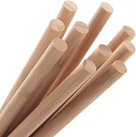 Vista 2 de Clavijas de madera para manualidades, 10 varillas de madera de 12 x 12 pulgadas, varillas de bambú redondas naturales para manualidades, tacos