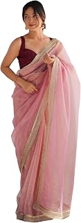 AKHILAM Women's Shimmer Net Solid Saree With Unstitched Blouse Piece Price In India
