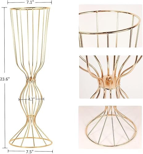 Miniatura 5 de Soporte de exhibición para centros de mesa de boda, 2 piezas de 23.6 pulgadas de alto, soporte para flores, arreglo artificial, jarrones, bodas,