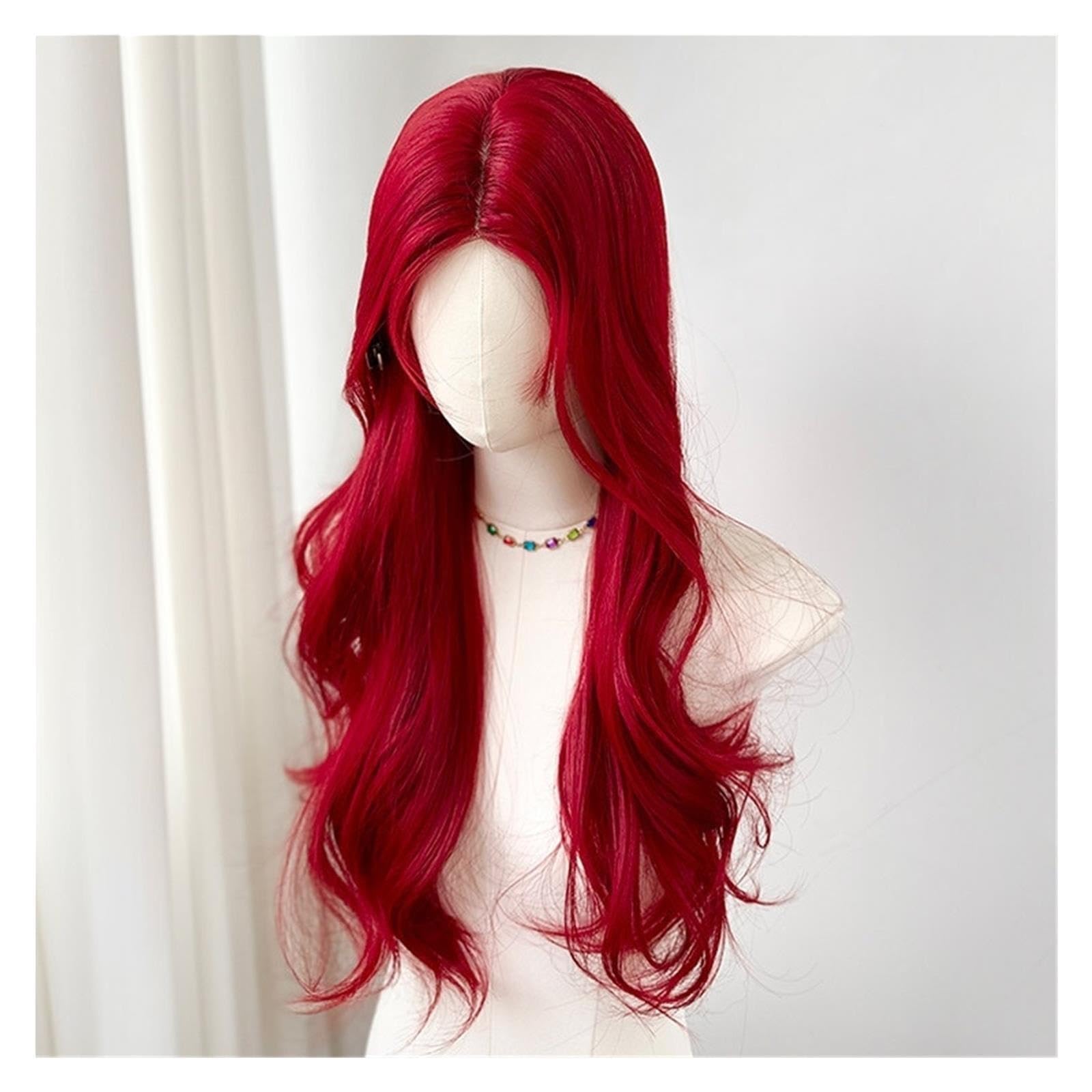 Pelucas, Peluca de pelo rizado longitud media rojo vino