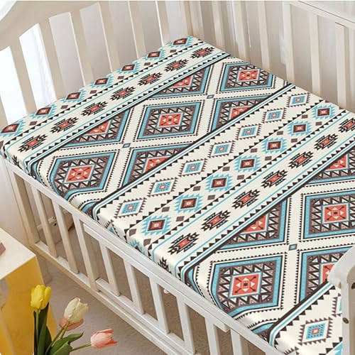Miniatura 10 de Sábana bajera ajustable para cuna con temática azteca, sábana bajera estándar para cuna, suave y elástica, sábana bajera para cuna o sábana de cama