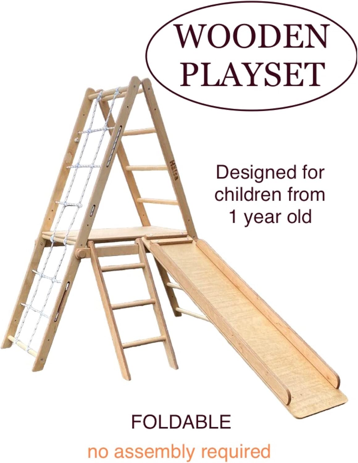 HalsaKids, MONTESSORI CLIMBER, WOOD Climbing Ladder, Beautiful Indoor Wood Climber Perfect For Children Healthy Exercise, Montessori Wooden Playground