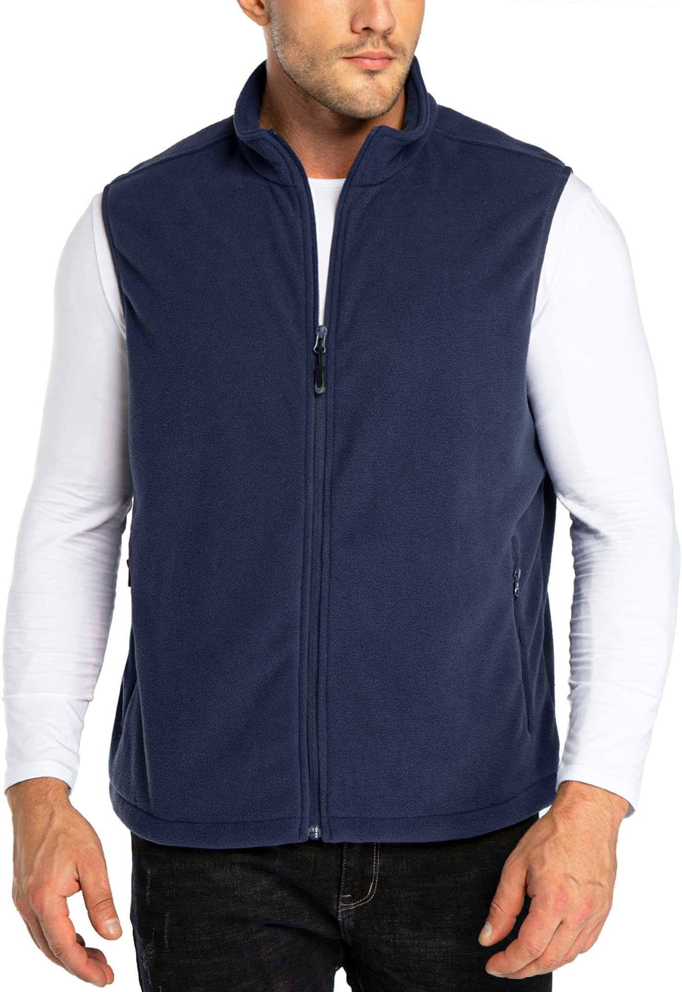 Men's Fleece Gilets Lightweight Sleeveless Jacket Vest Windproof Bodywarmer Outerwear Golf Gilet With Zip Pockets for Hiking Cycling Running