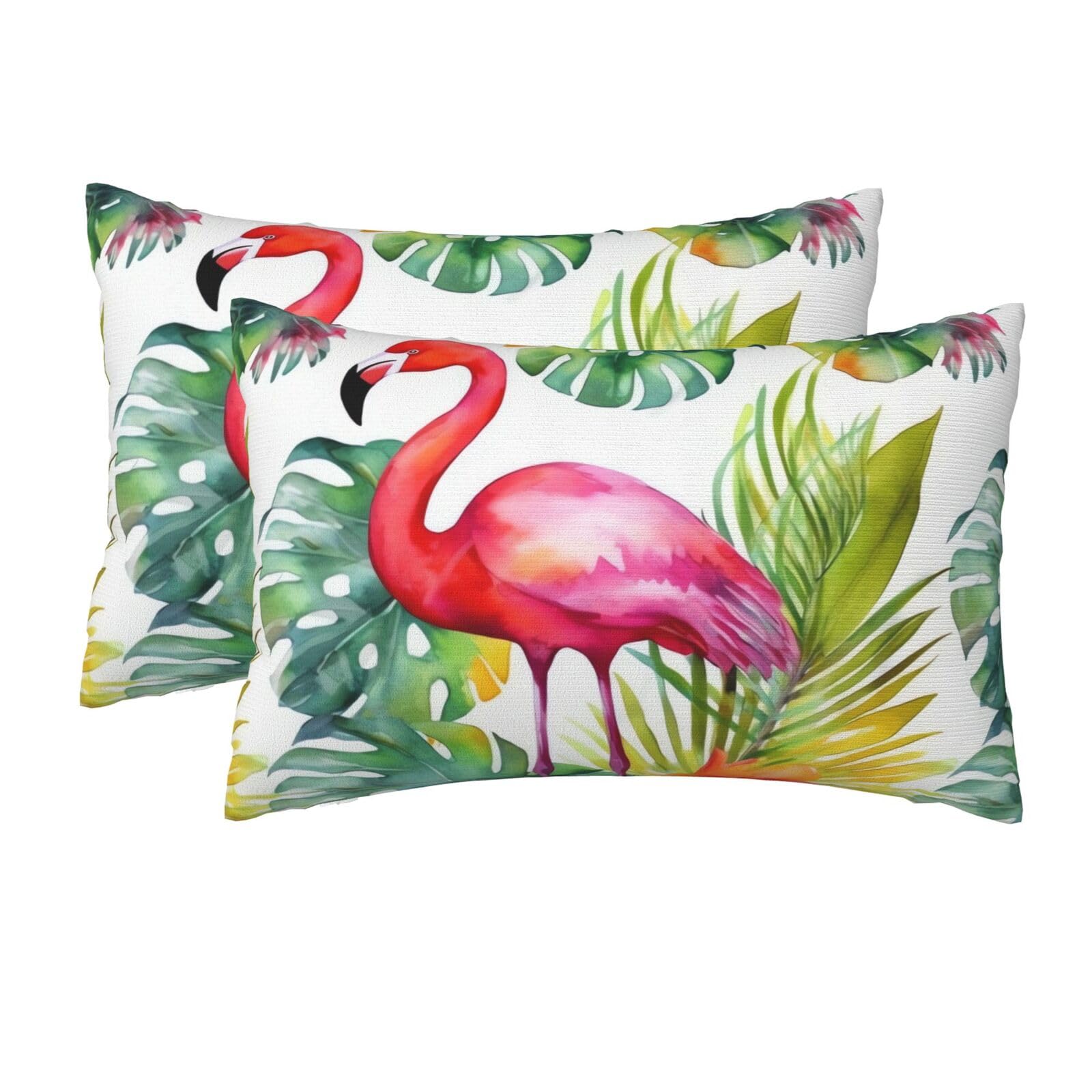 2 Pack Queen Pillow Cases with Hidden Zipper, Soft Breathable Pillow Covers for Hair and Skin, Tropical watercolor pineapple Flamingo Pillowcases 20"x30" Bed Pillow Protectors Cover for Sleeping Gifts
