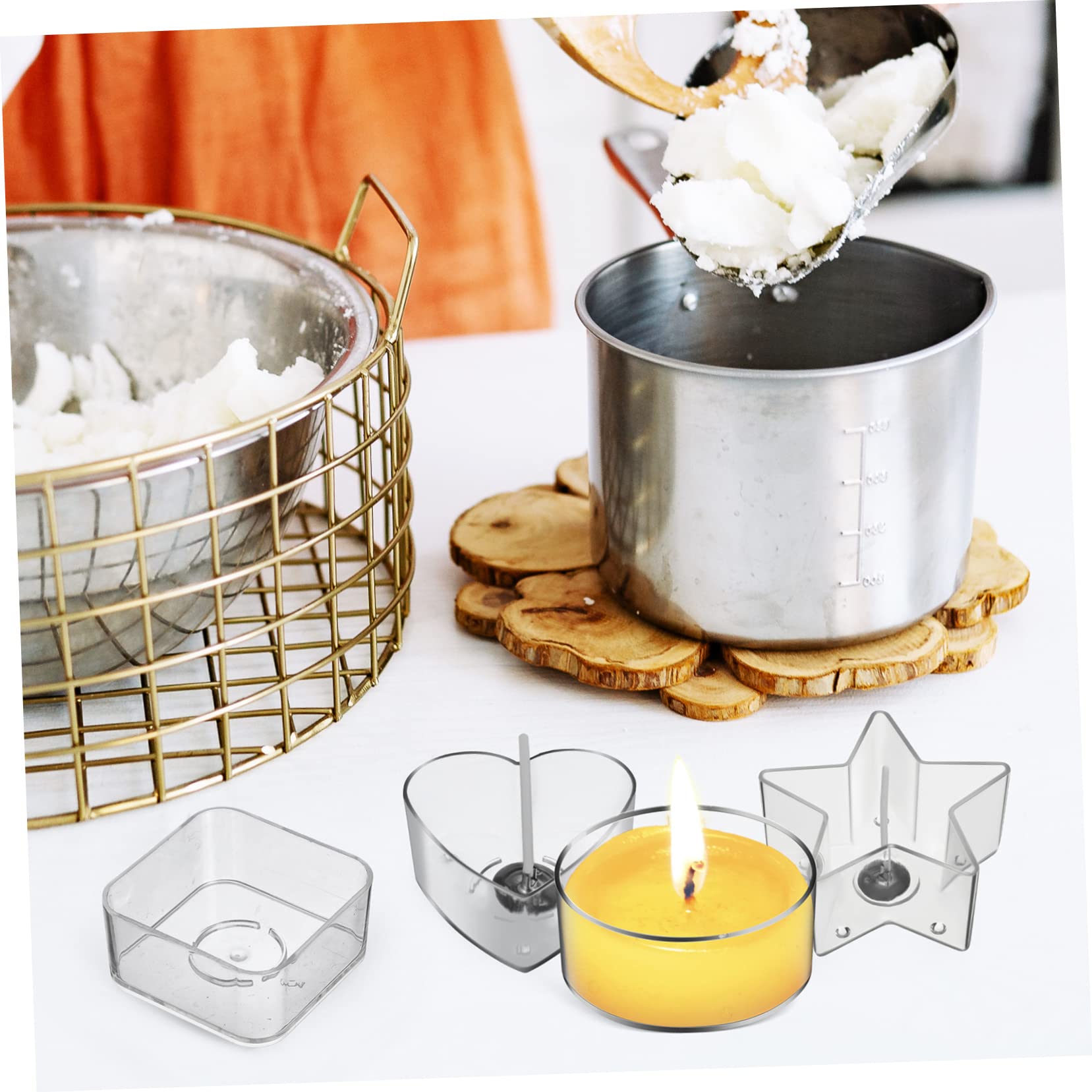 ARTIBETTER DIY Candle Making Kit 1 Set Tealight Cups Holders Candle Wicks Wax Tins Jars Cases Molds Square Heart Star Round Shapes