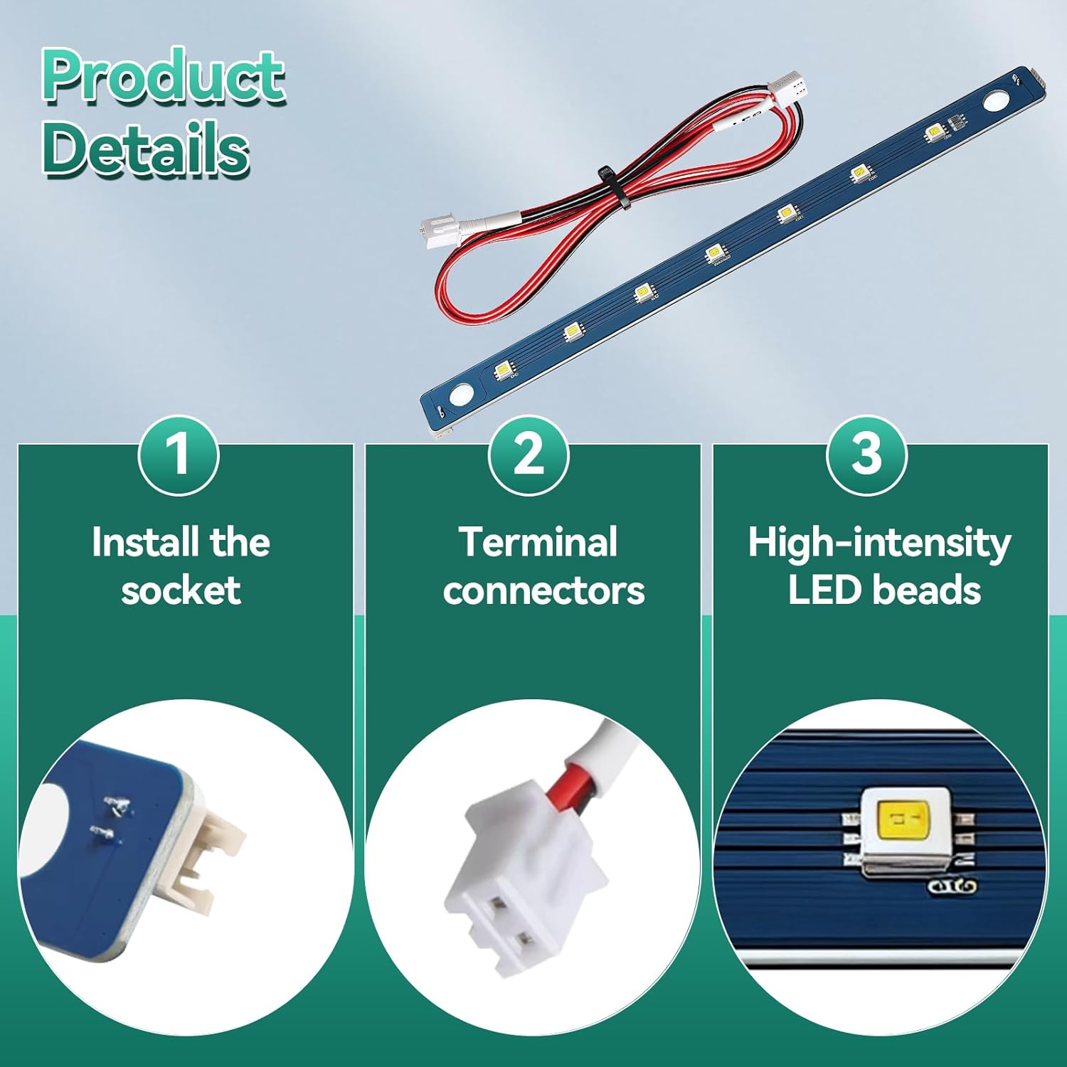 24V LED Light Board Replacement Compatible with Flashforge Adventurer 5M/5M Pro, 3D Printer Accessories 7Pcs Lamp Beads with Cable Flexible Bright Lighting Strip (No Magnets)