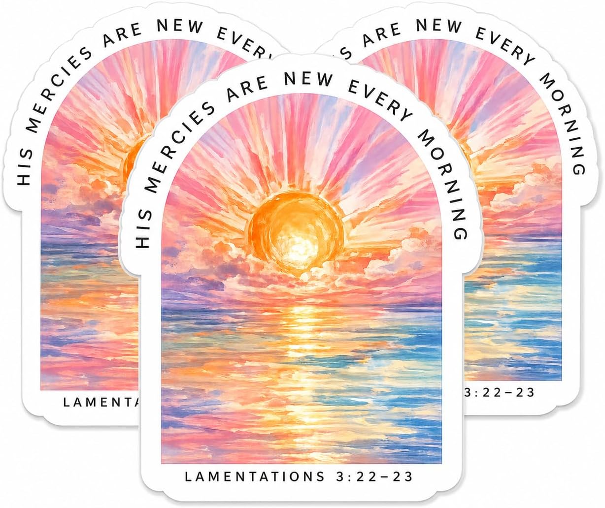 Christian Stickers, His Mercies are New Every Morning Vinyl Decals, 3 Pack