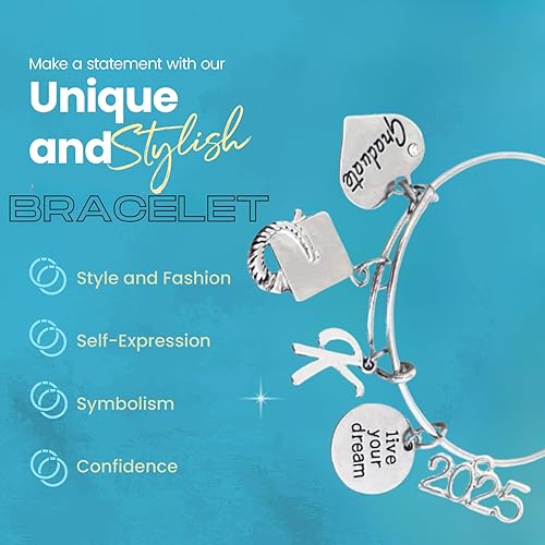 Miniatura 6 de Infinity Collection - Pulsera de graduación personalizada 2024 con dije de letra - Regalo de graduación, regalo para graduados, edición 2024, Metal