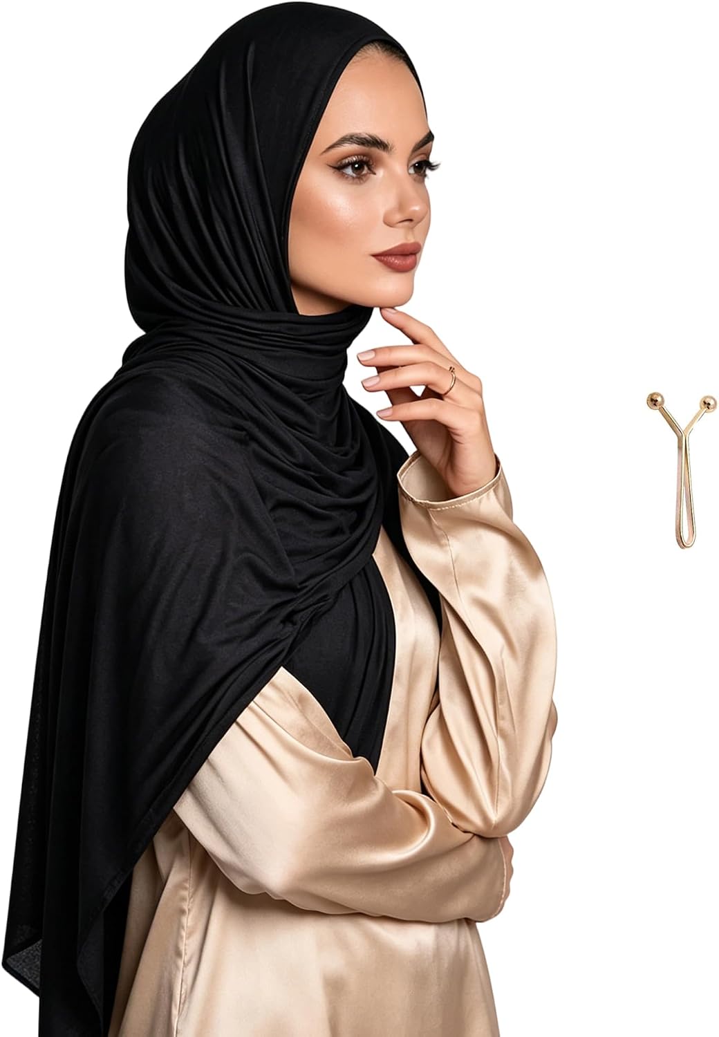 Jersey Hijab Scarf for Women,Lightweight Muslim Turban Head Scarf Modal Feel Hijab Coverings for Prayer with Clip