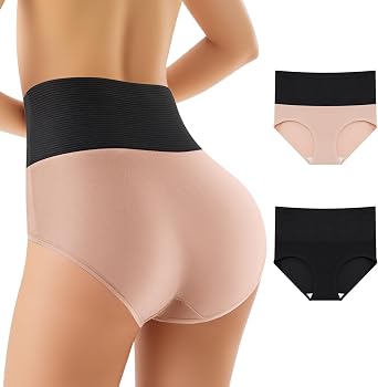 Womens Tummy Control Underwear, High Waisted Stretch Full Coverage Brief Panty Soft Comfy Cheeky Panties