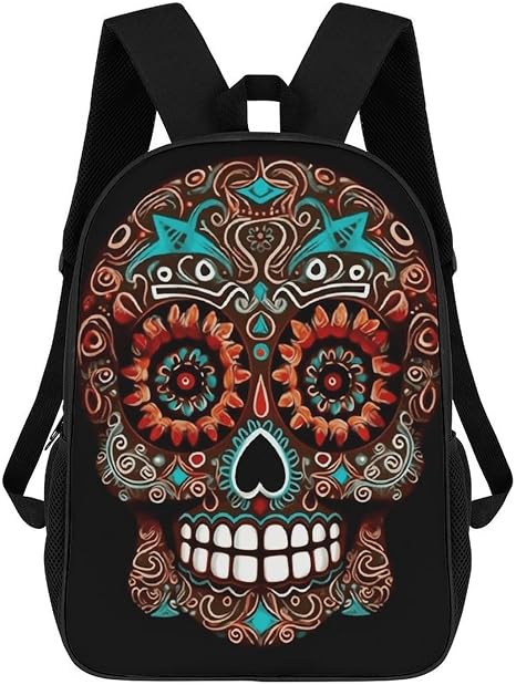 Sugar Skulls 17 Inch Laptop Backpack Lightweight for Travel Work