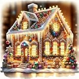 Christmas Stamped Cross Stitch Kits - Christmas House Counted Cross Stitch Kits for Beginners Adults Needlepoint Cross-Stitch Patterns Dimensions Needlecrafts Embroidery Kits Arts and Crafts
