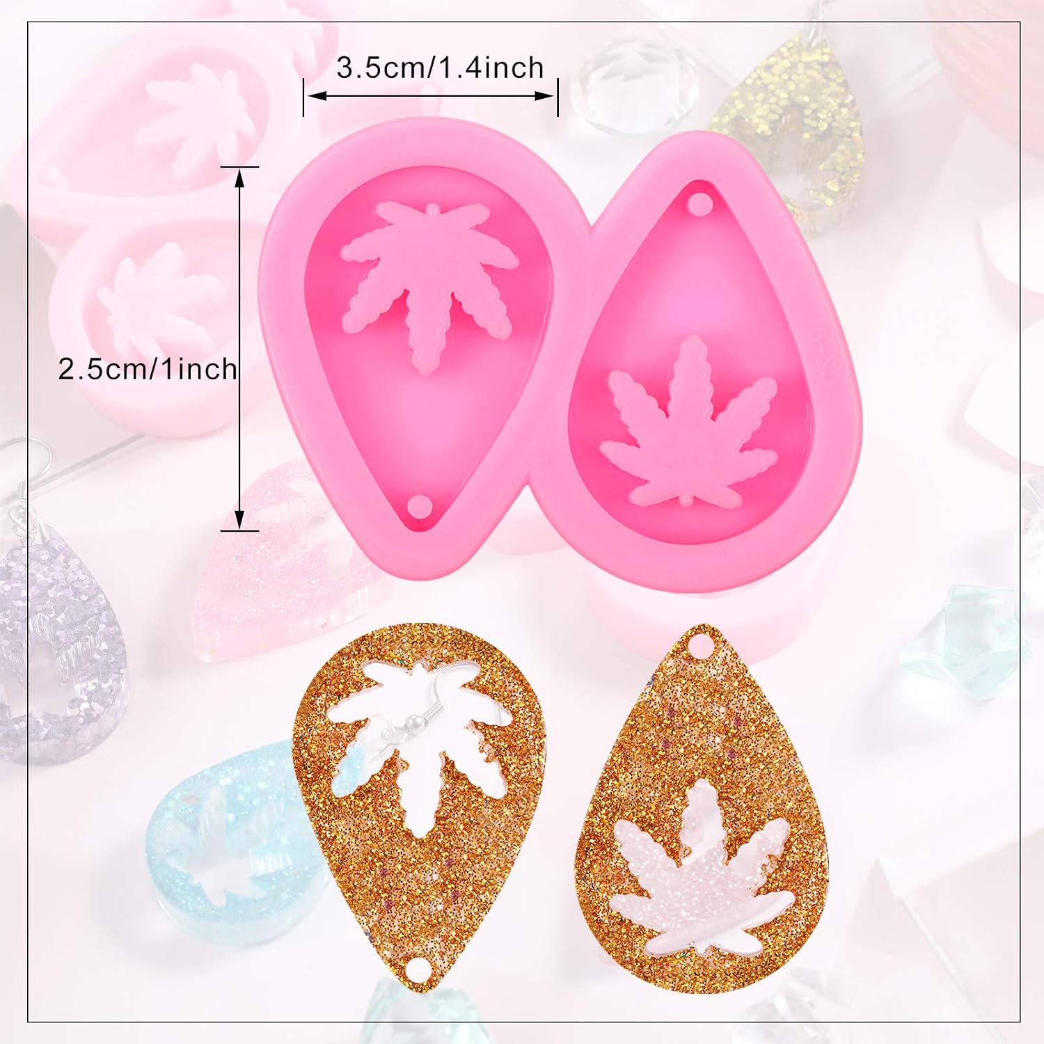 3 Piece Small Leaf Shape Earring Silicone Molds with 10 Pieces Ear Hooks Epoxy Resin Earring Molds Leaf Resin Mold Silicone Leaf Earring Mold for Women DIY Craft Resin Jewelry Pendant Supplies