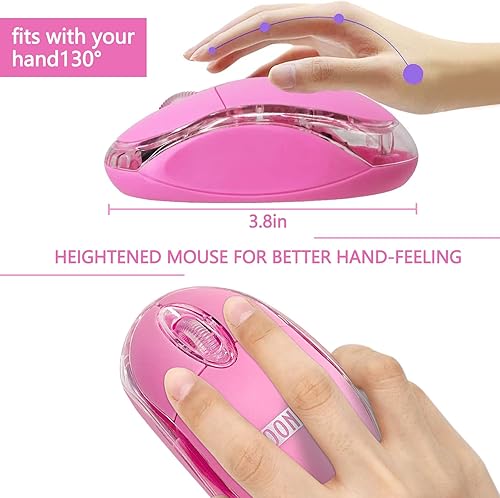 Miniatura 43 de SOONGO - Mini mouse rosa para computadora, mouse ergonómico con cable de 4.9 ft, mouse USB para computadora portátil, mouse de escritorio