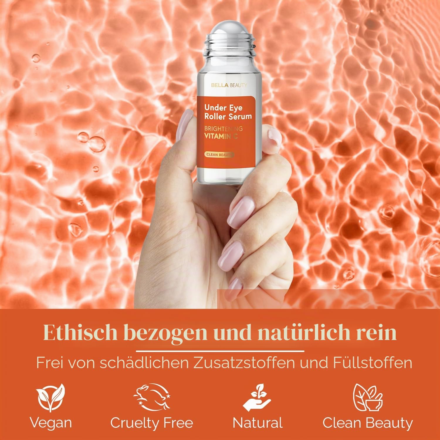 Bella Beauty Bella Beauty Eye Roller Serum Mit Vitamin C Und Niacinamid – Reduziert Schwellungen, Feine Linien Und Augenringe – Anti-Aging, Pflege Für Alle Hauttypen – 1,69 Fl. Oz