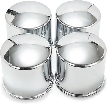 RTrhinoTuning 4PCS 5.15" 130mm Push Through Center Caps Wheel Hub Caps for Truck Trailer Wheel Rim Center Bore, 5.15" Hub, 4.92" Tall Hubcap Chrome