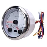 85mm 3000rpm Tachometer 3 in 1 Multifunctional Gauge Marine Water Temperature Oil Pressure Boat RV Yacht (White Dial Silver Bezel CX8282)