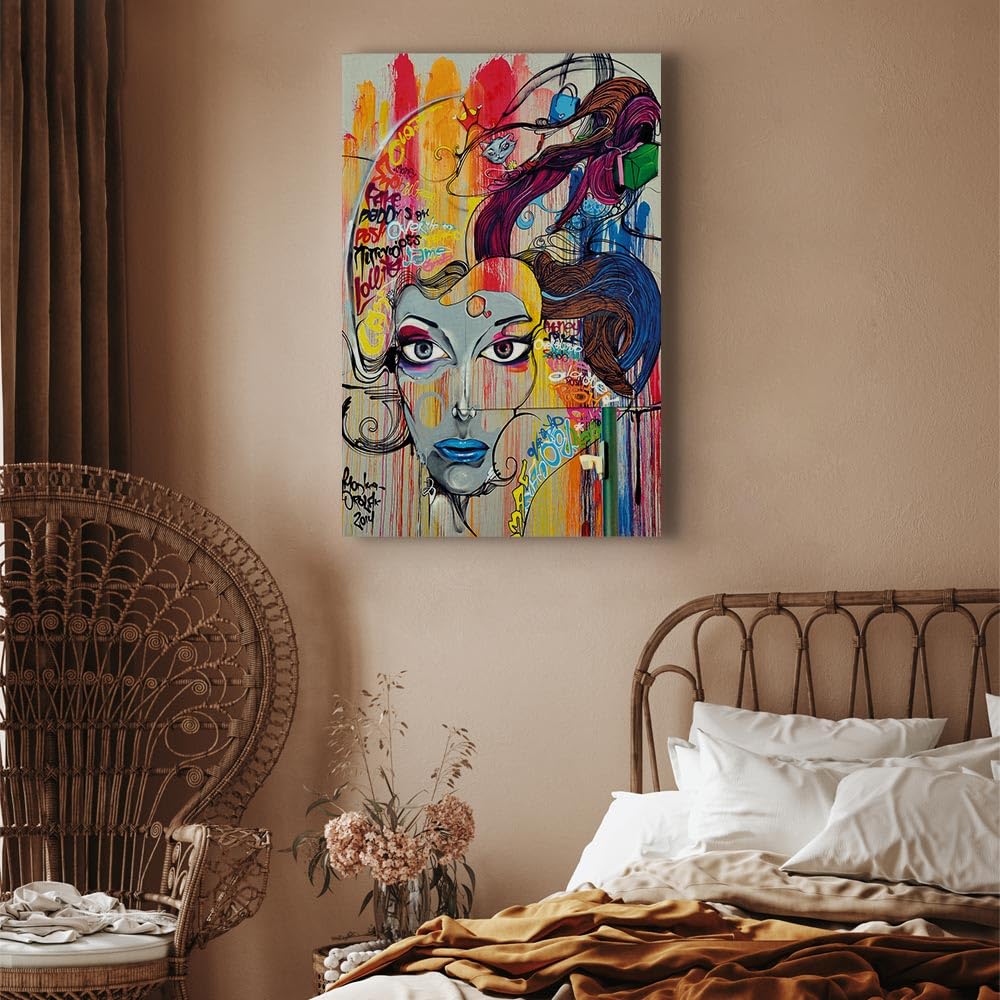 B&D XXL - Akustikbild Poster Frau Gesicht, Schallschutz, Wohnzimmer, Büro | Verbessert Raumakustik, reduziert Hall, ideal fürs Büro oder Wohnzimmer, hochwertige Verarbeitung, schnelle Montage, stilvoll