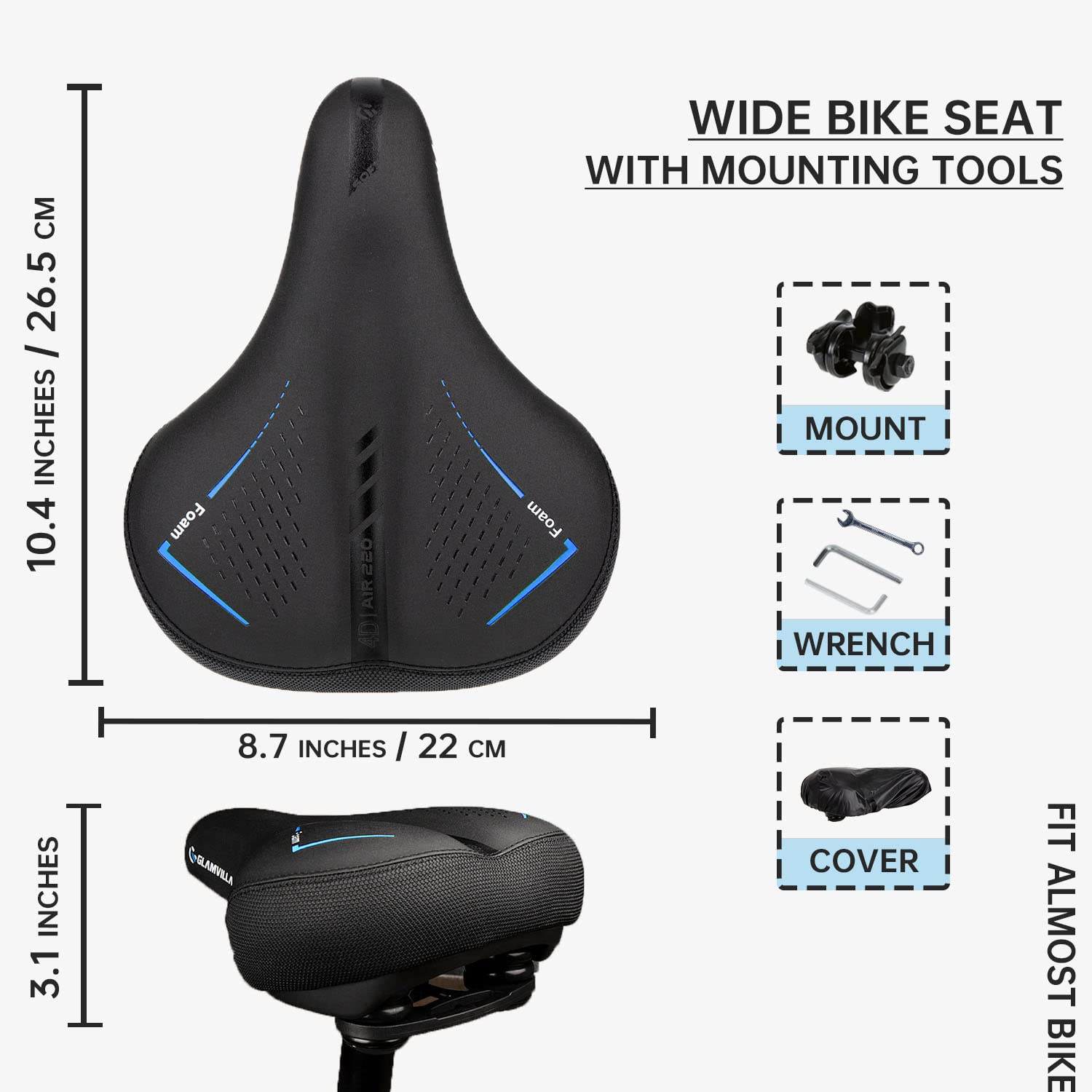 Amazon | GLAMVILLA 快適な自転車シート パッド入り自転車サドル 交換 