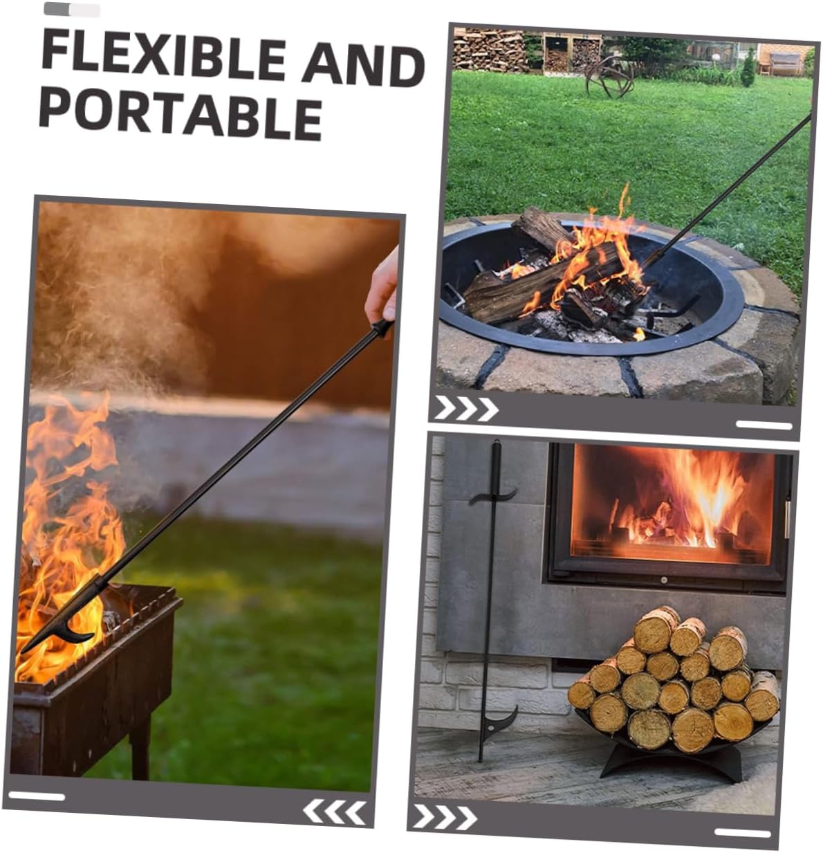 SHOWERORO Fireplace Poker Tool Steel Fire Pit Poker for Outdoor Indoor Use Comfortable Grip with Long Handle Fire Poker for Camping BBQ for Fire Pits