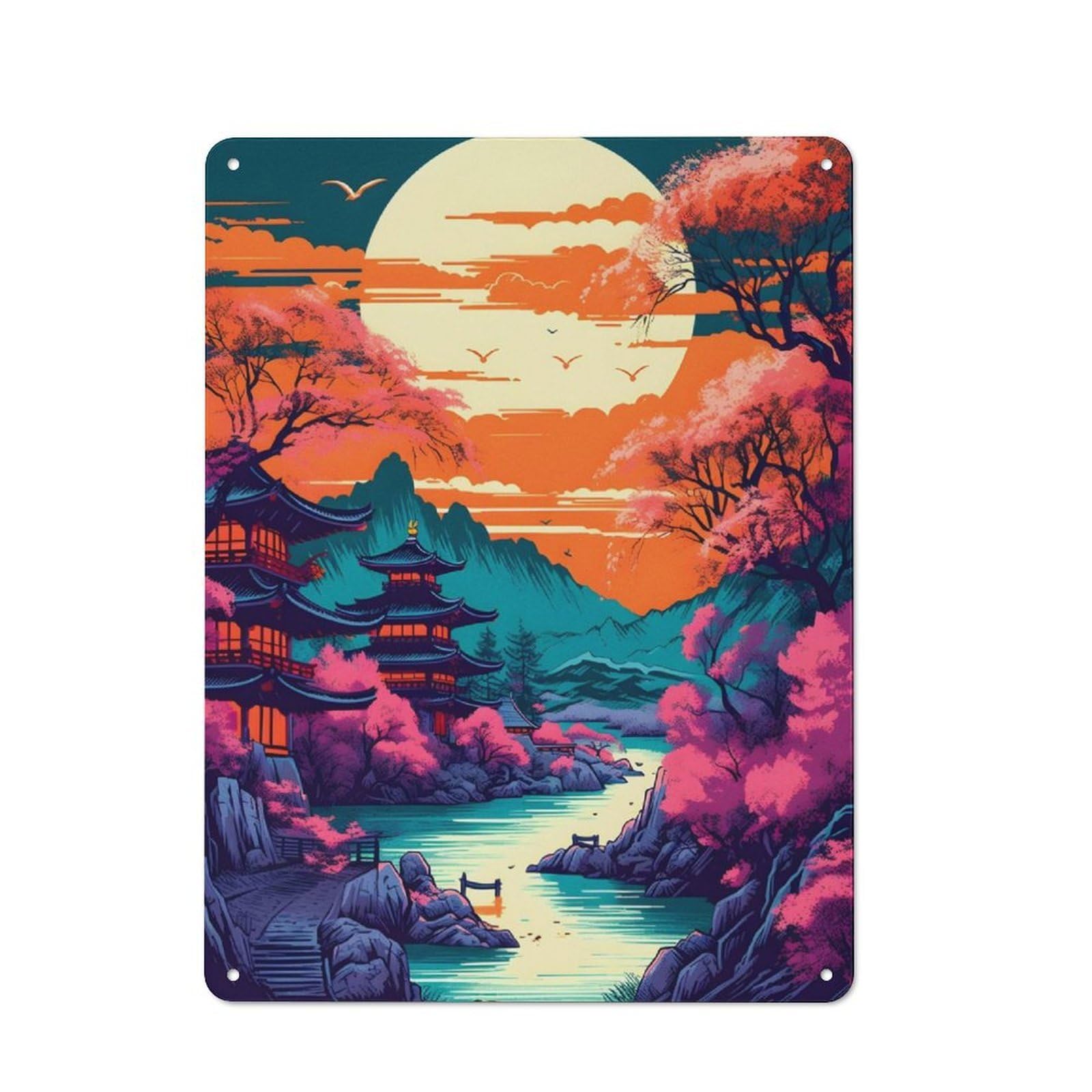 Junmoney Fantasy Japan O2 Vintage Metal Plaque 40X30cm Featuring For Pub Or Café, Suited To Café Interior Fans