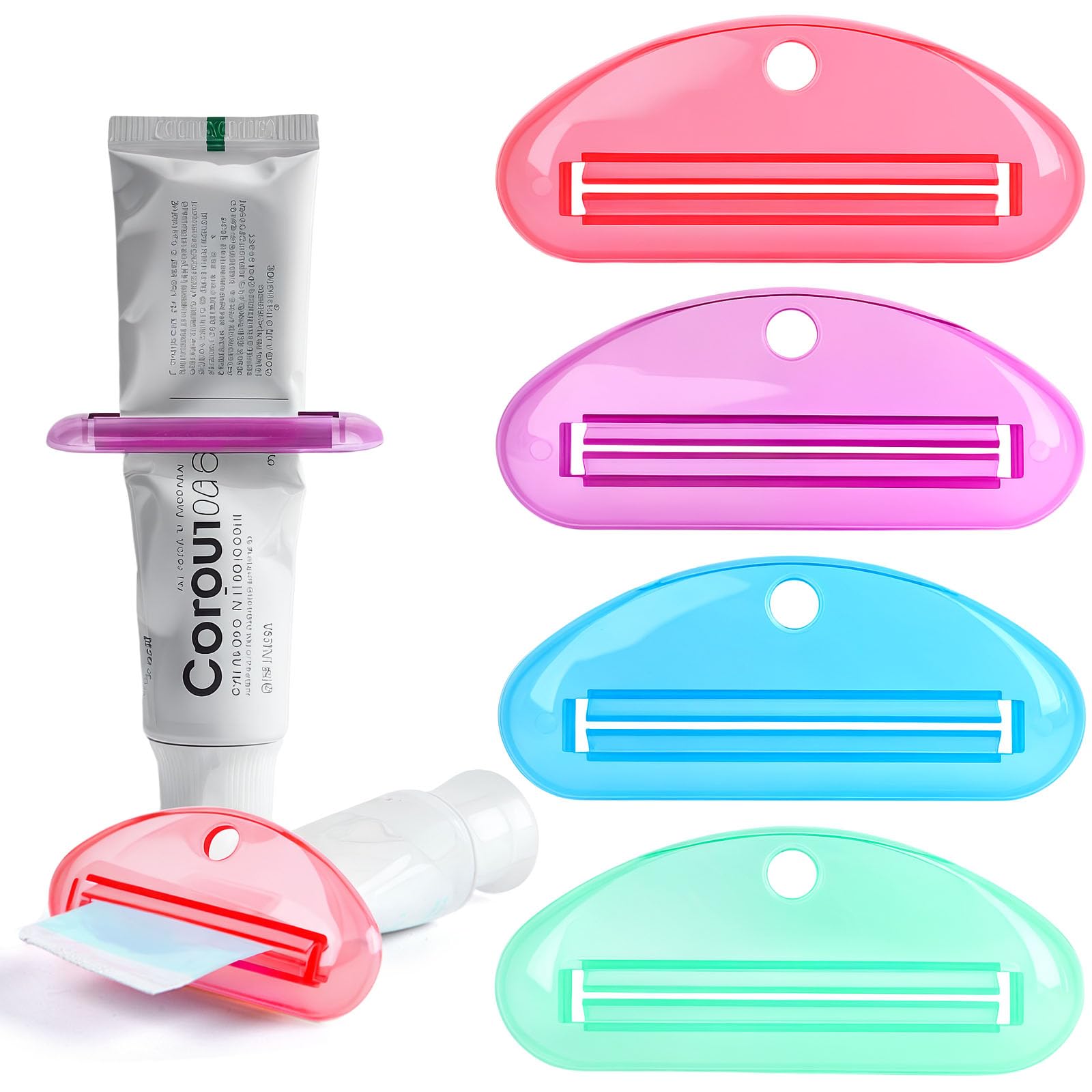 LOVEINUSA Toothpaste Tube Squeezer Dispenser, 4 PCS Toothpaste Clips