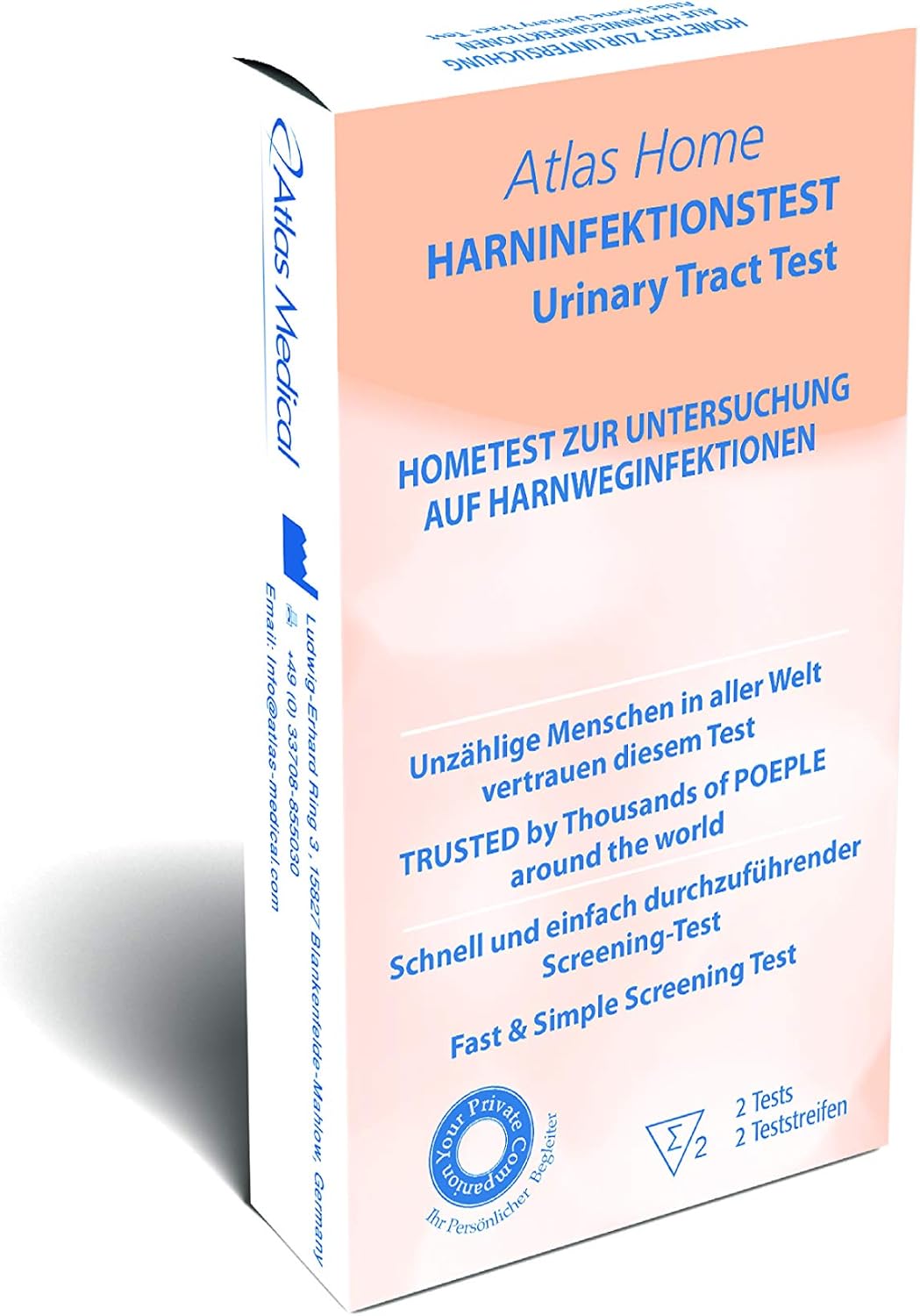 Atlas Home Urine Tract Infection Test Pack of 2 Tests Amazon.co.uk