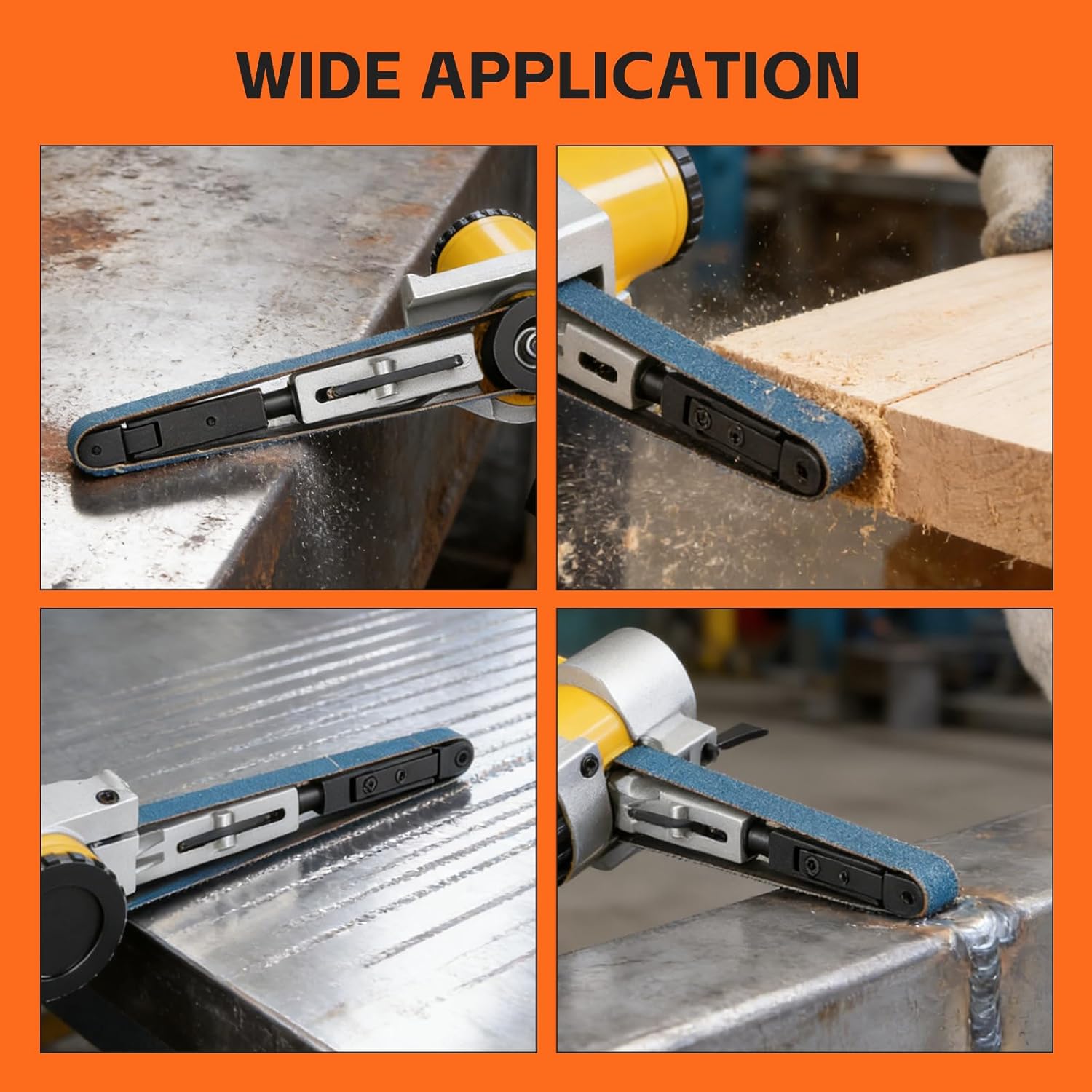 1/2" x 18" Air Belt Sander, Pneumatic Tool with 12pc Belts (#40, #60, #80 & #120),Good for Wood working Metal Working Deburring Sanding Finishing Industrial Aluminium Iron Steel