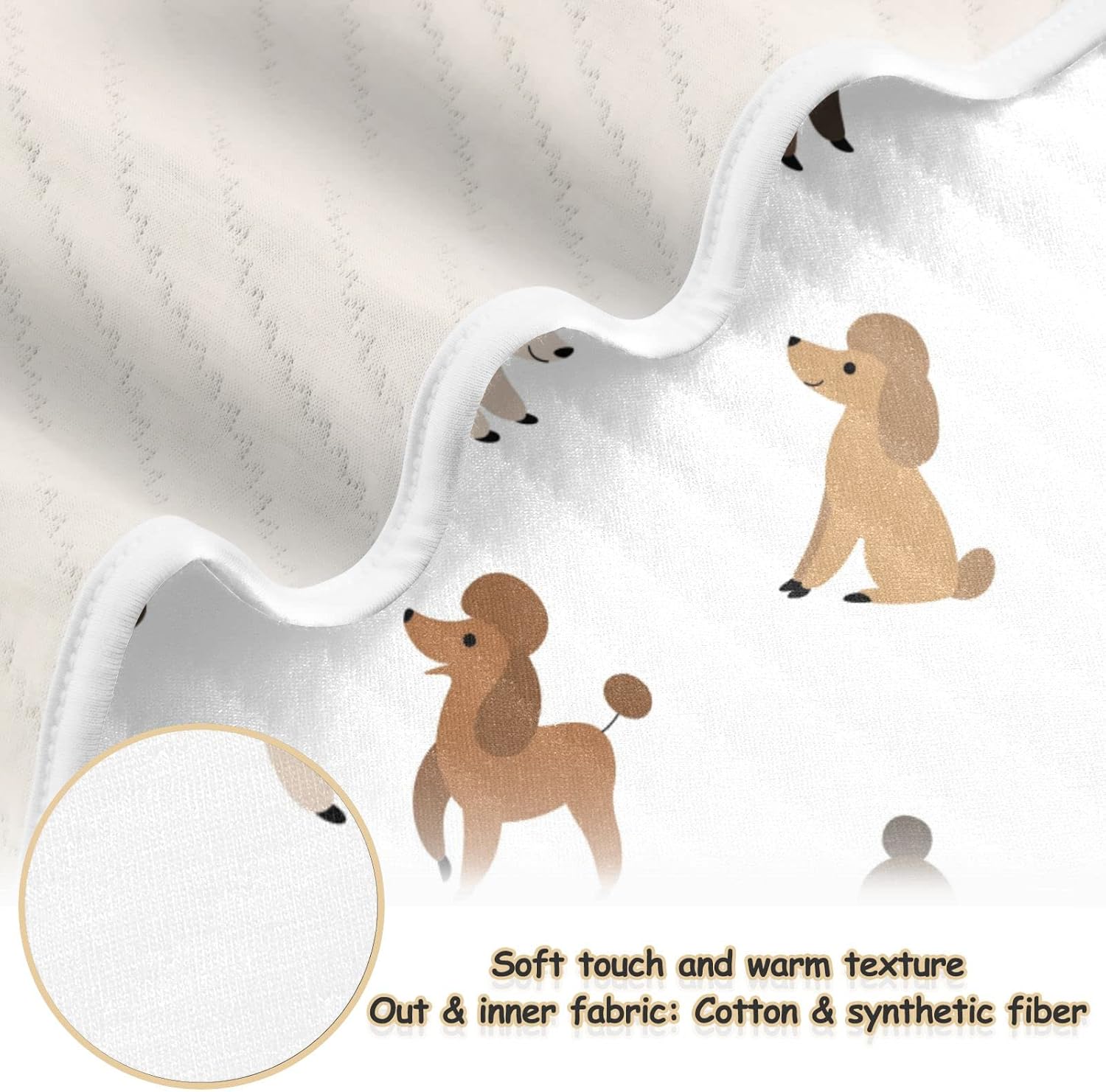 Swaddle Blanket Cartoon Happy Poodle Cotton Blanket for Infants, Receiving Blanket, Lightweight Soft Swaddling Blanket for Crib, Stroller, Nursery Blankets, 30x40 in