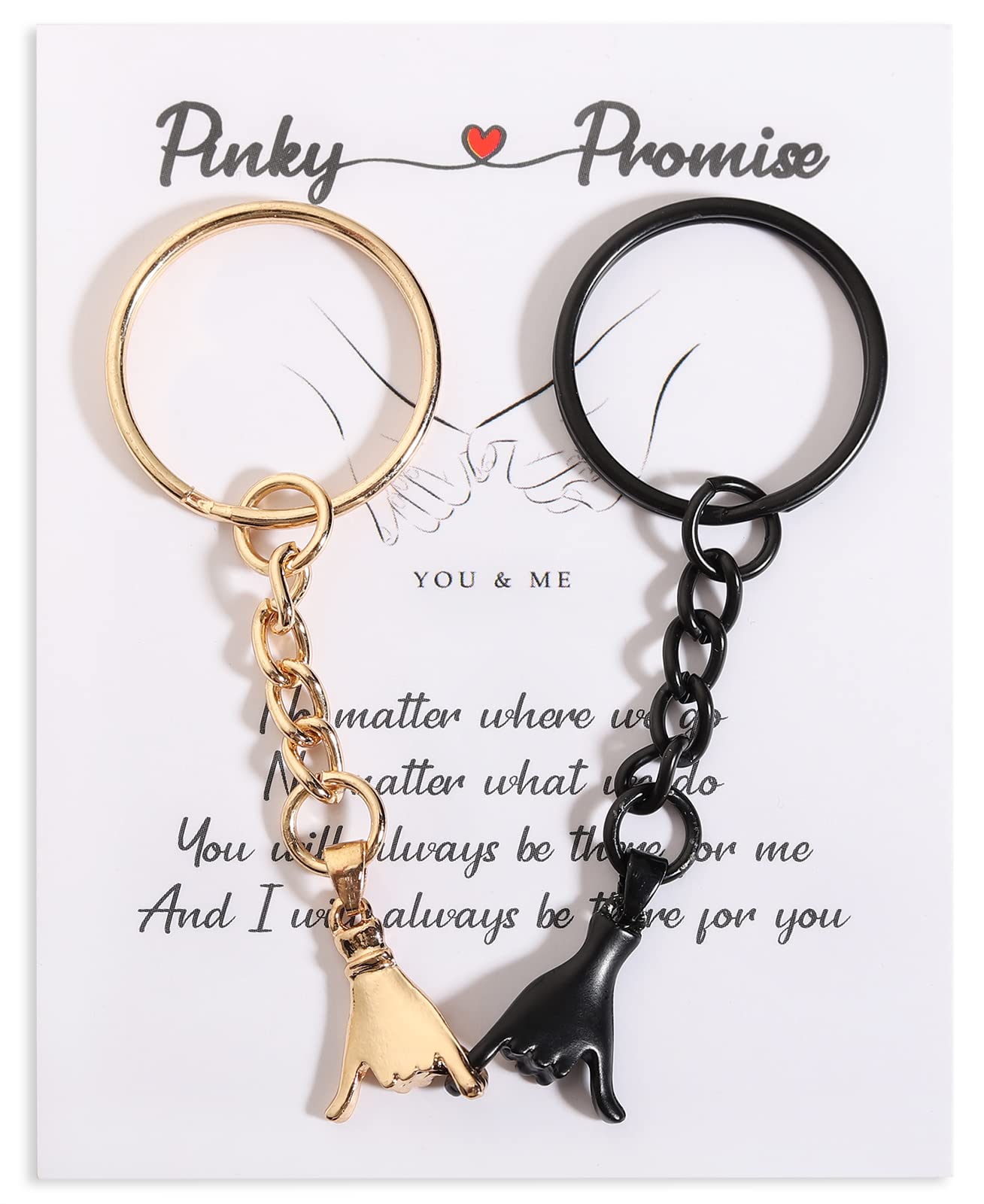 2Pcs Pinky Promise Keychains for Couples, Valentine Gifts for Girlfriend Boyfriend Best Friends, Bff Friendship Keychains