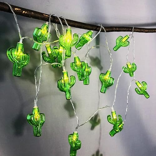 Sezrgiu Guirnalda de luces de cactus, 10 pies9.8 ft, 20 luces LED enchufables, luces de hadas blancas cálidas para Navidad, boda, fiesta, decoración