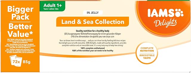 Foto 2 de 8 de IAMS Land & Sea Collection Alimento húmedo en Gelatina, Gatos, 72x85g
