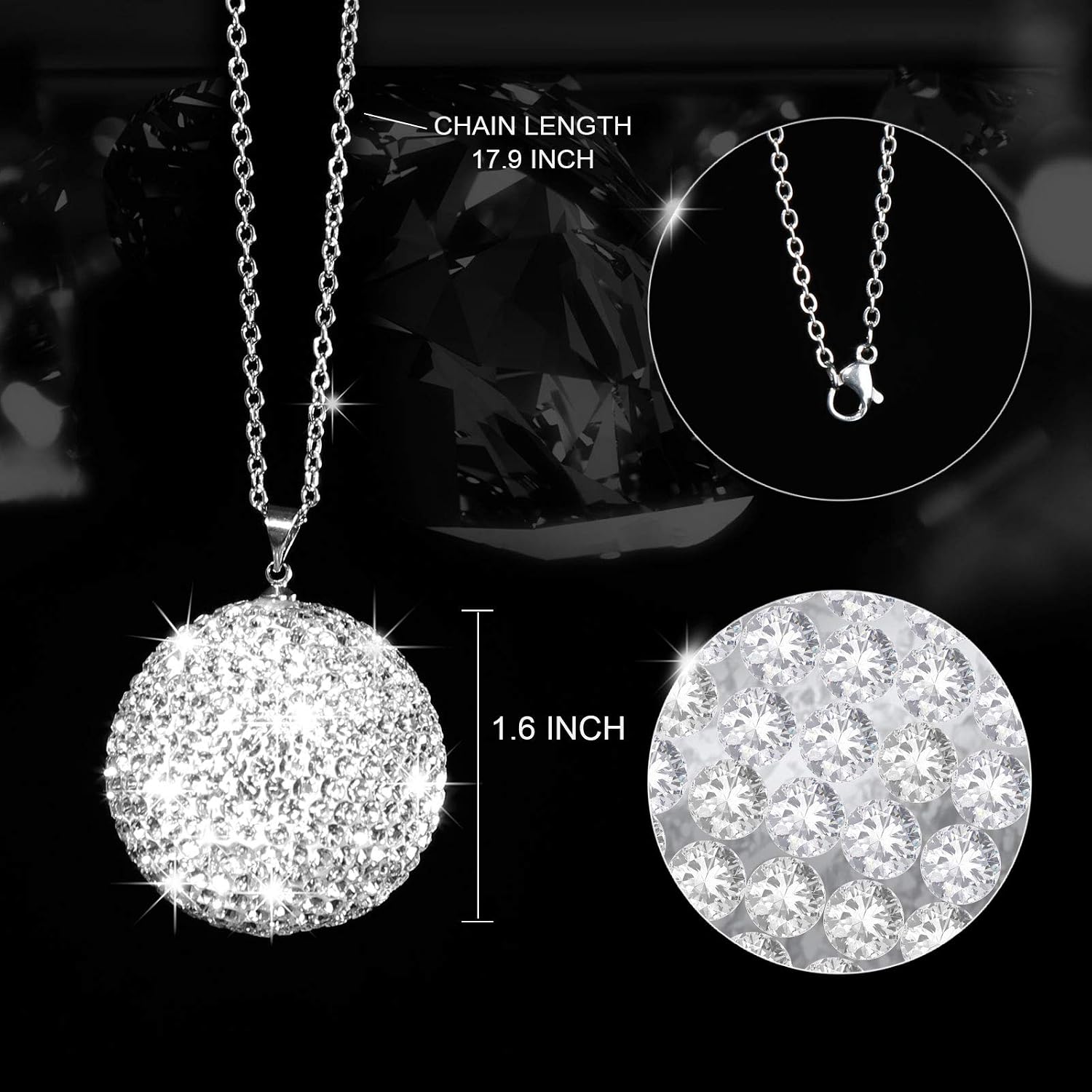 Bling Crystal Ball Car Rear View Mirror, Rhinestone Home Decor Ornament, Crystal Sun Catcher Glam Decoration Charm New Year's Present