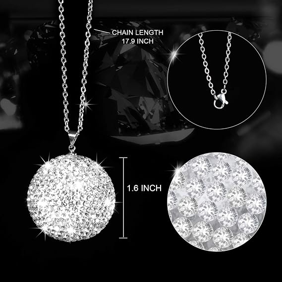 Bling Crystal Ball Car Rear View Mirror, Rhinestone Home Decor Ornament, Crystal Sun Catcher Glam Decoration Charm New Year's Present