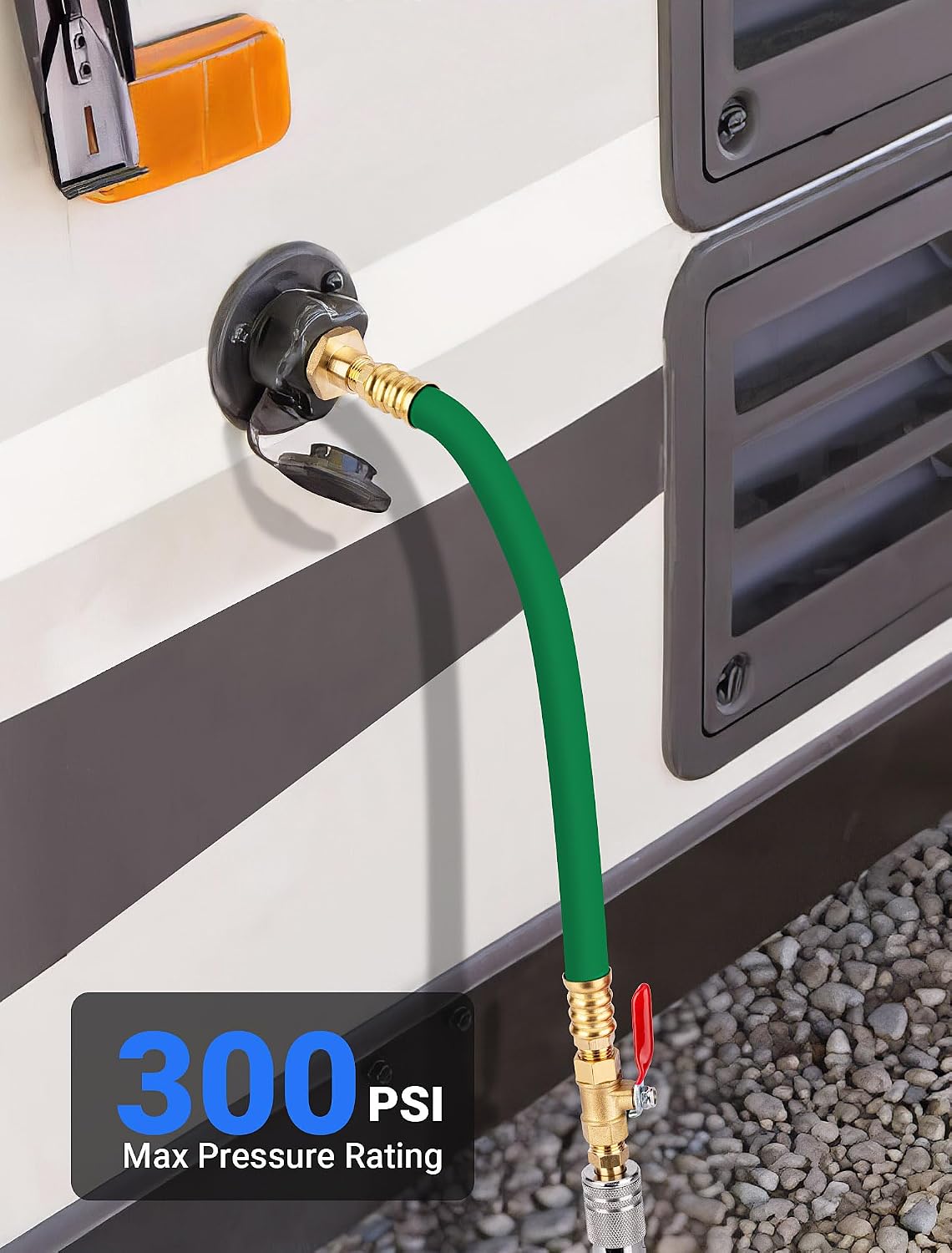 EVOULTES Brass RV Winterizing Kit with Schrader Valve Blow Out Plug, 17 Inch Garden Hose with 3/4" GHT Adaptor & 1/4" NPT Quick Connect Plug, Sprinkler Blowout Adapter for Camper, Travel Trailer