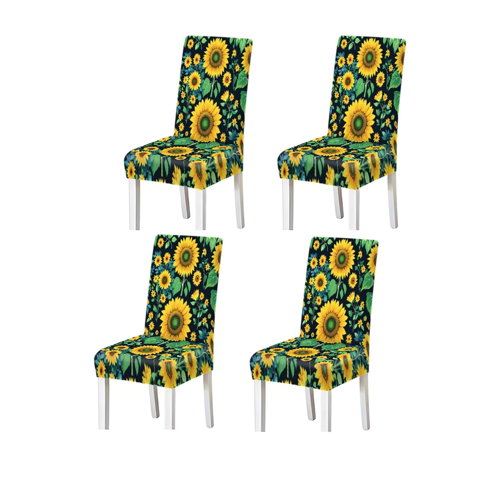 BOSUYBN Sunflower Print Stretch Dining Chair Covers For Kitchen Dining Living Room Farmhouse, 2/4/6PCS Furniture Protectors for Home Dining Room(4PCSChair cover)
