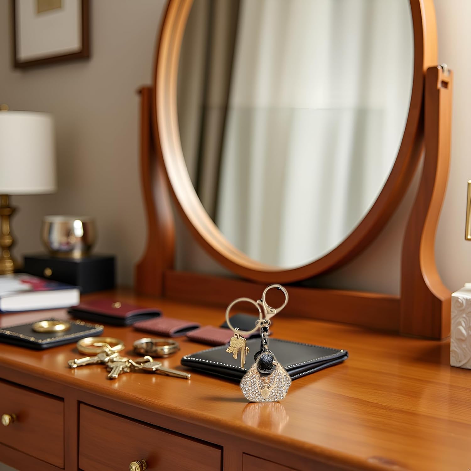 HEEPDD Luxury Rhinestone Handbag Shape Keychain, Crystal Purse Pendant Key Ring, Decorative Bag Charm for Women - Image 6