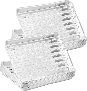 40 Pack Aluminum Grill Pan, Disposable Grill Liners with Holes, 13” x 9" Inch Broiler Pans for Oven, Grill Accessories for Barbecue, Outdoor Cooking and Camping