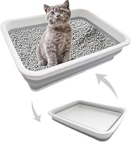 Vista 1 de Caja de arena plegable para gatos pequeña, 14.6 x 10.6 x 4.8 pulgadas, abierta, impermeable, de entrada baja, bandeja para orinal para gatitos