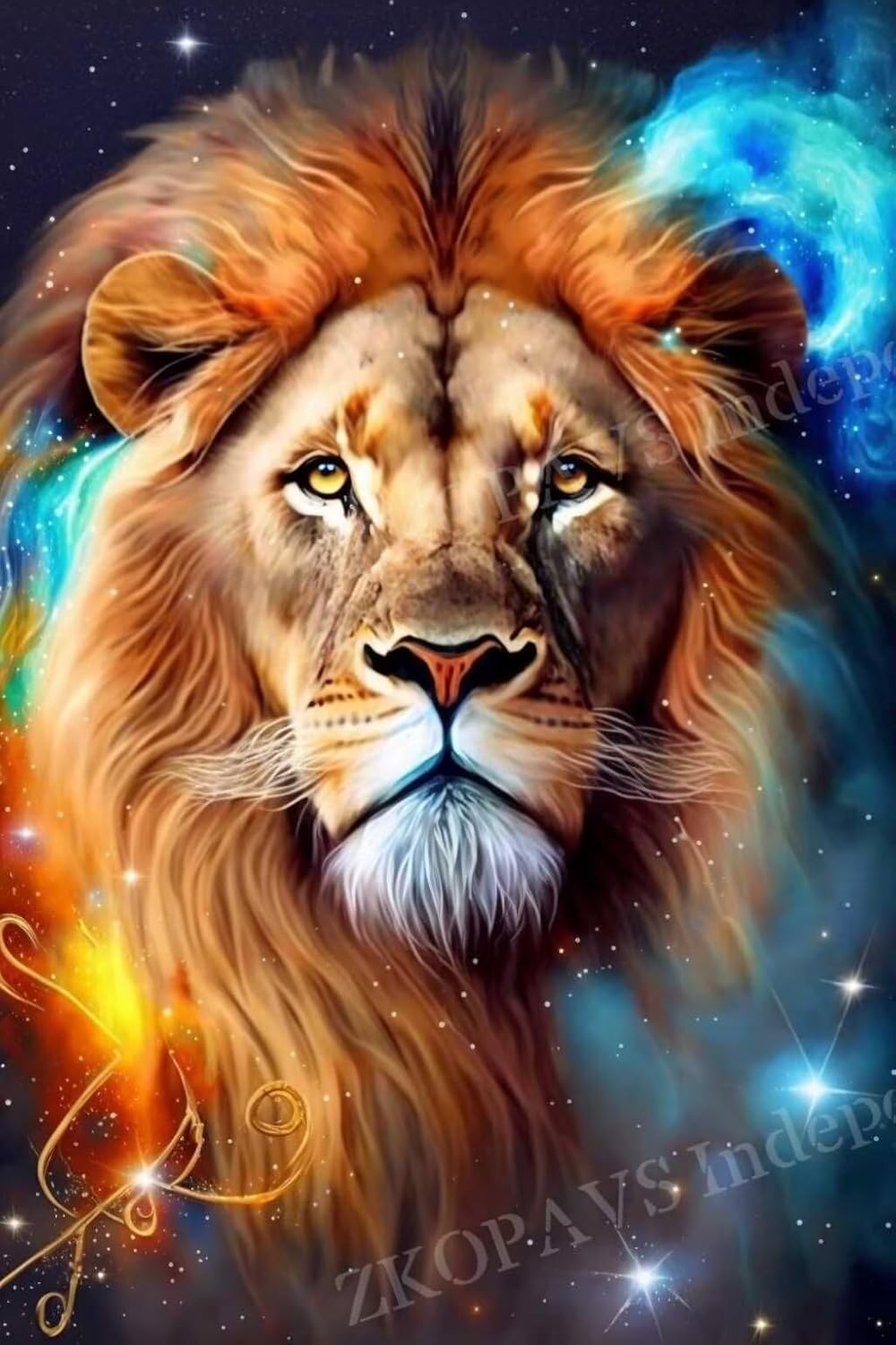 ZKOPAVS Diamond Painting Kits Lion Constellation Series Diamond Painting 5D Adult Children Full Round Diamond Art Embroidery Kit for Beginners Fun Home Decor 50X60 cm Wall Decor Holiday Gift