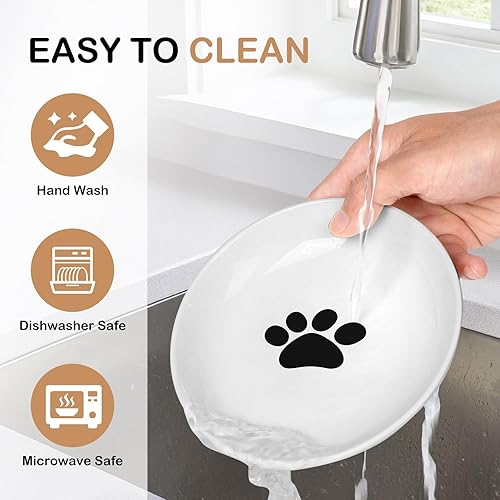 Miniatura 5 de TRUVIC Paquete de 4 cuencos de cerámica para gatos, platos de cerámica de 5.9 pulgadas para gatos de interior y perros pequeños, cuencos antifatiga