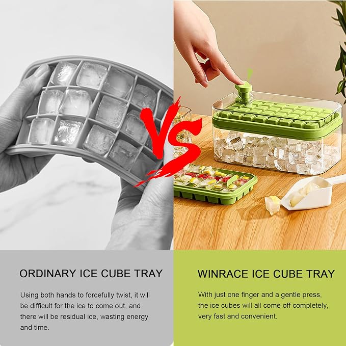 Molde para cubos de hielo con tapa y bandeja, 64 cubos miniatura 7