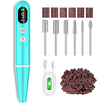 Cordless Electric Nail Drill File kitNail File Electric with 9 Speed LED Display for Acrylic Gel Dip Powder Polish,Professional Portable Manicure Pedicure Rechargeable for Home Salon Use Green