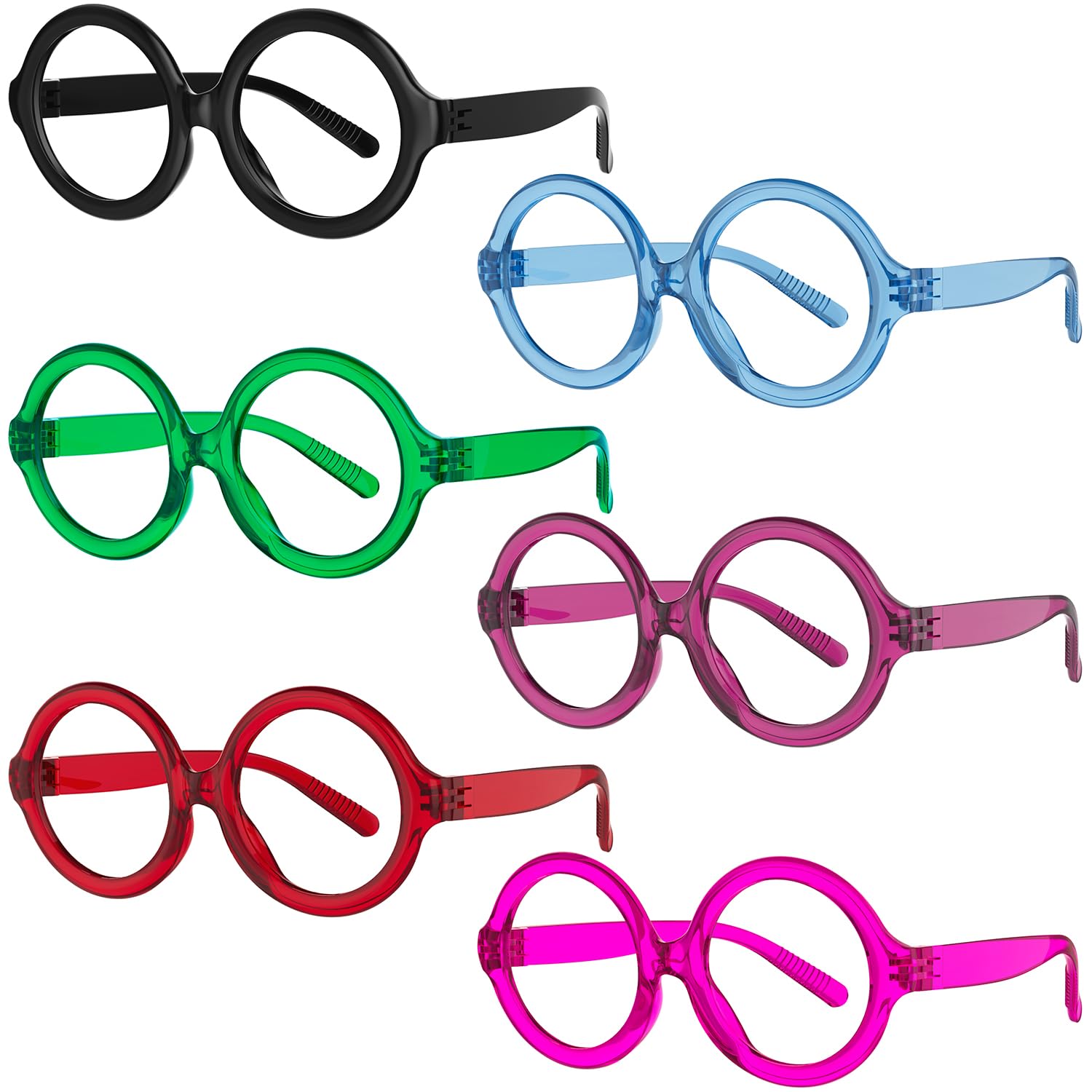 Eyekepper Occhiali da lettura tondi enormi con cerniere a molla senza viti, senza metallo, confezione da 6 lettori per donne oversize